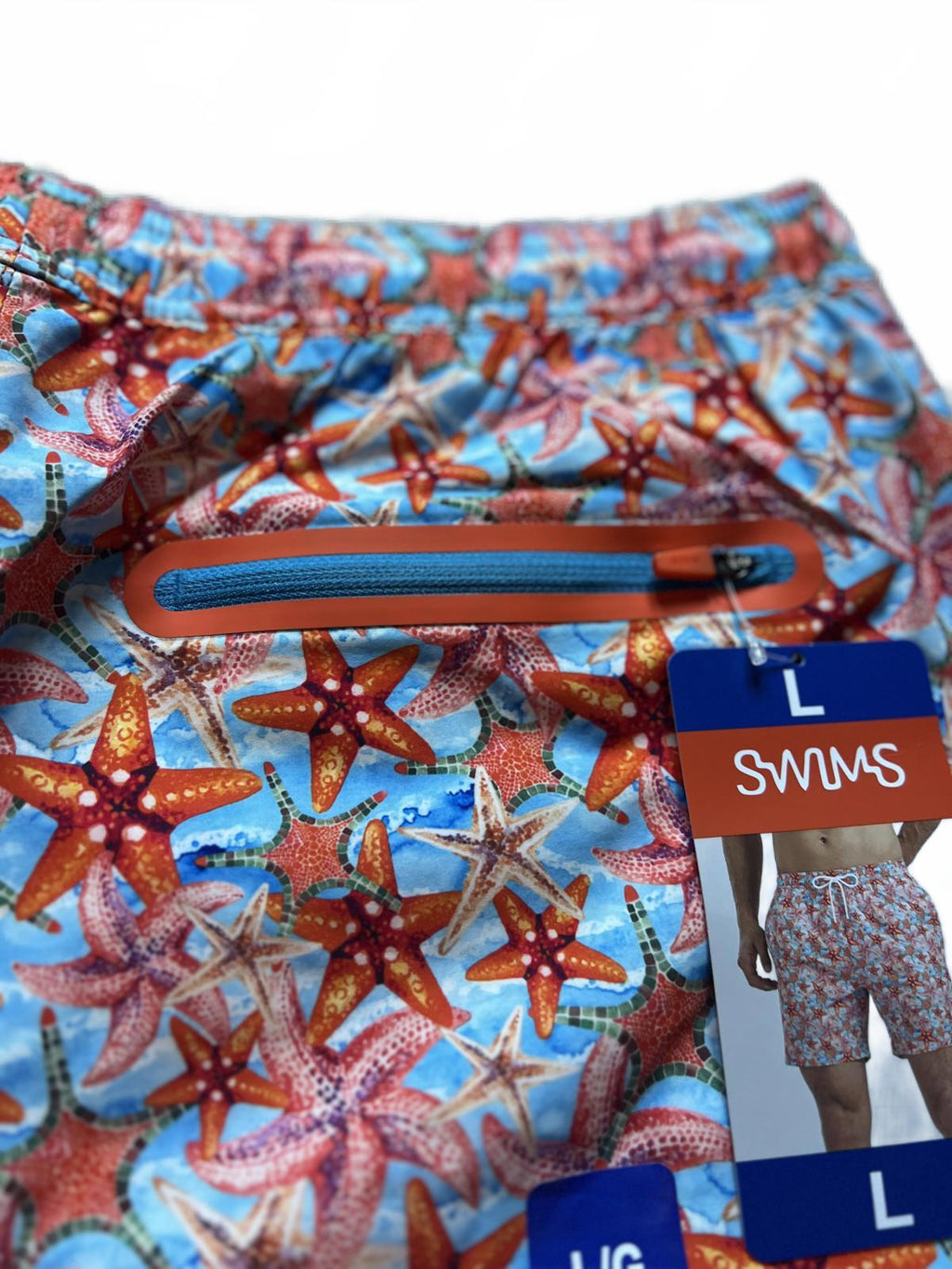 Swims men’s orange swim shorts, size large