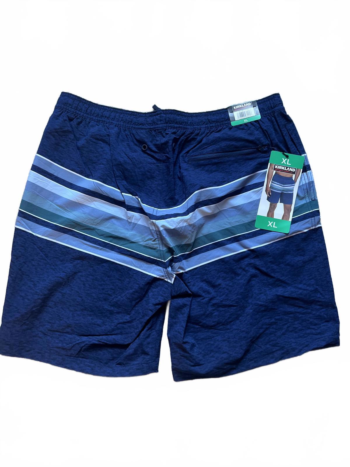 Kirkland men’s blue stripe swim shorts, size XL