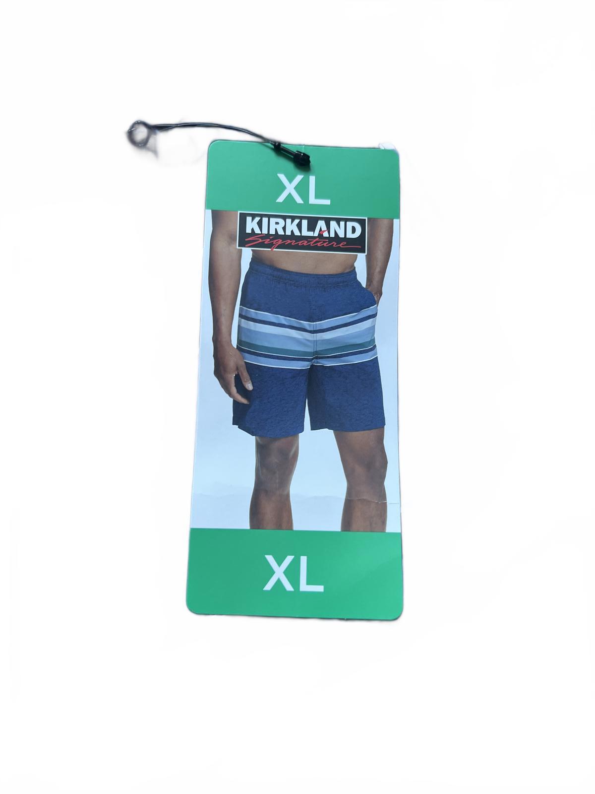 Kirkland men’s blue stripe swim shorts, size XL