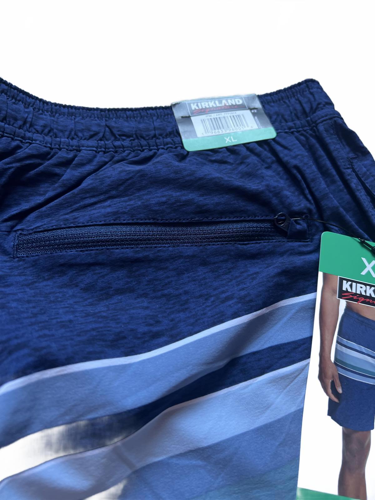 Kirkland men’s blue stripe swim shorts, size XL