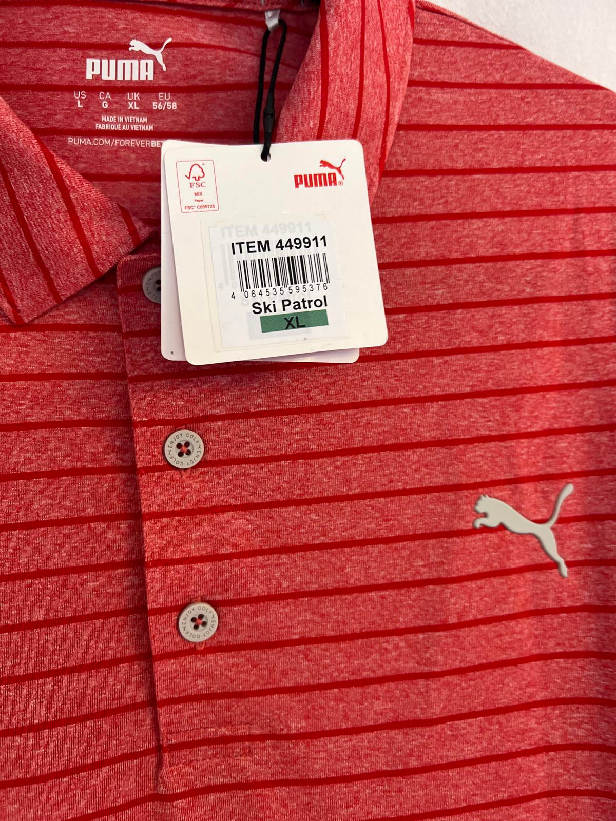 Puma red stripe polo t-shirt, size XL