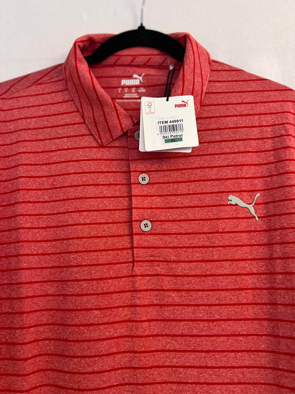 Puma red stripe polo t-shirt, size XL
