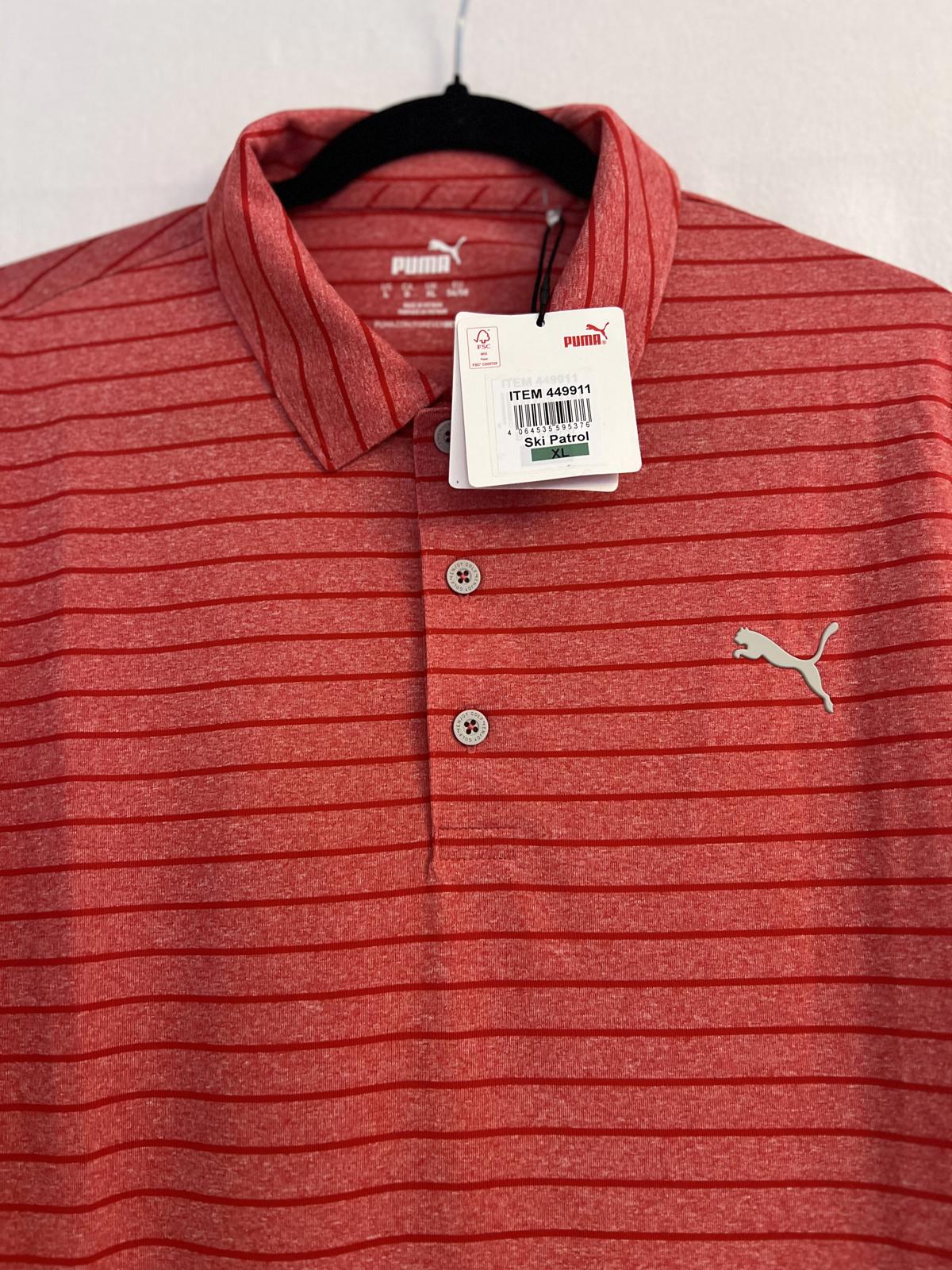 Puma red stripe polo t-shirt, size XL