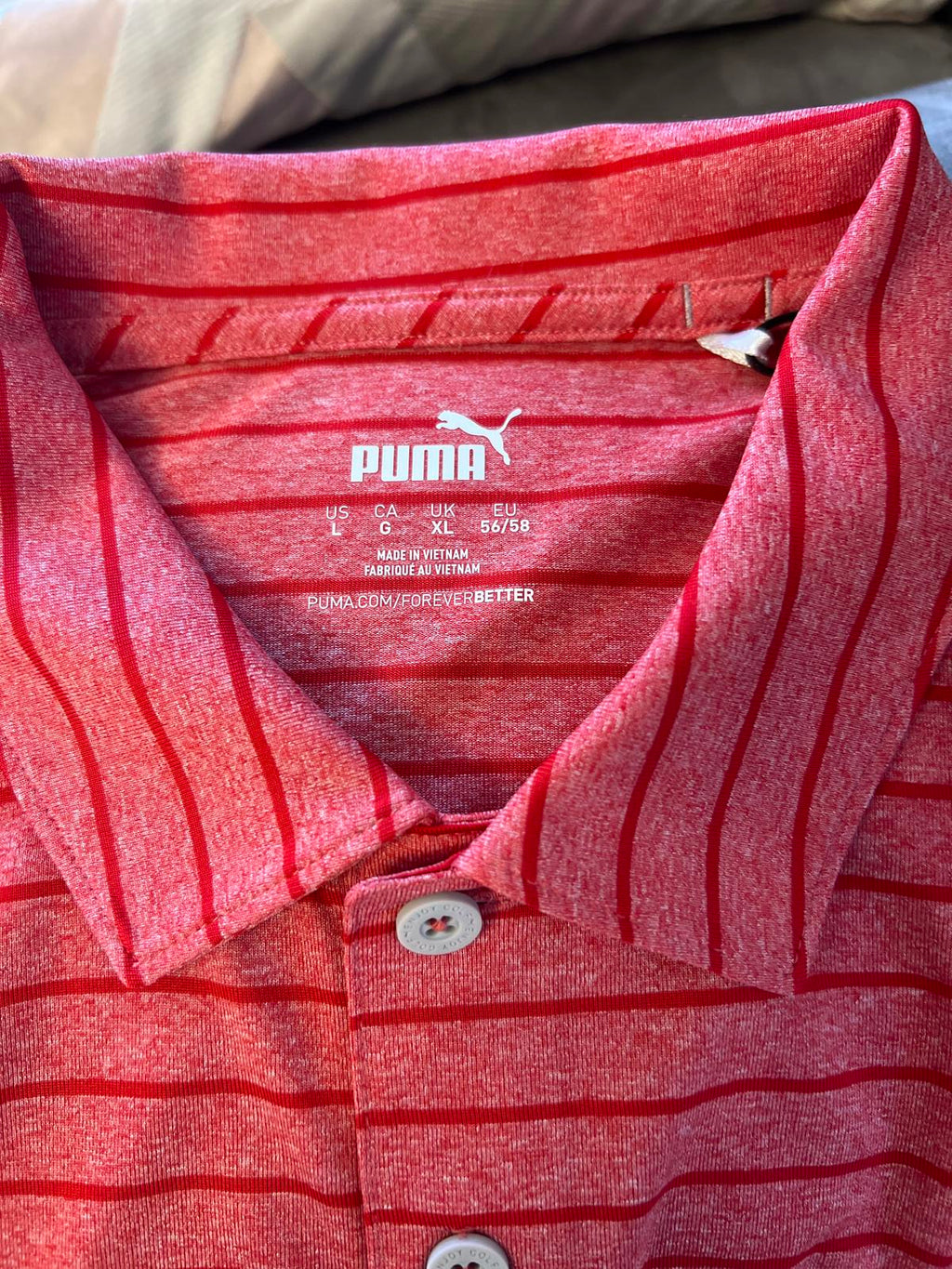 Puma red stripe polo t-shirt, size XL