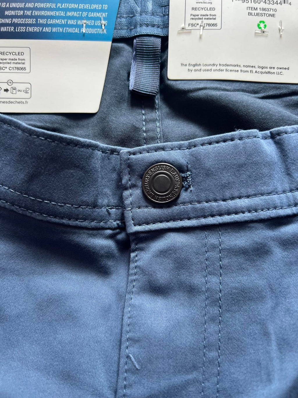 English Laundry bluestone 5-pocket chinos, size 38” x 34”