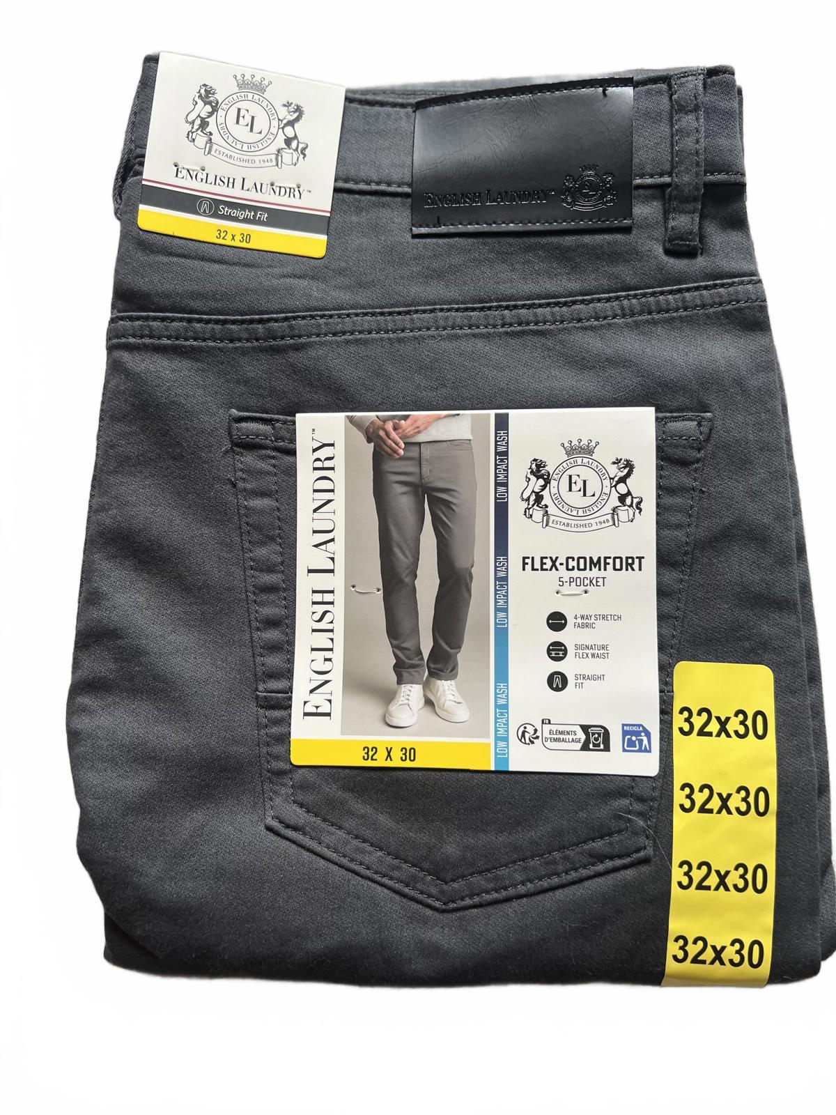 English Laundry grey 5-pocket chinos, size 32” x 30”
