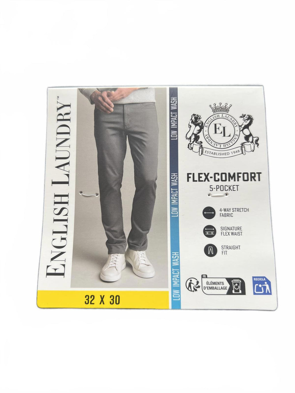 English Laundry grey 5-pocket chinos, size 32” x 30”