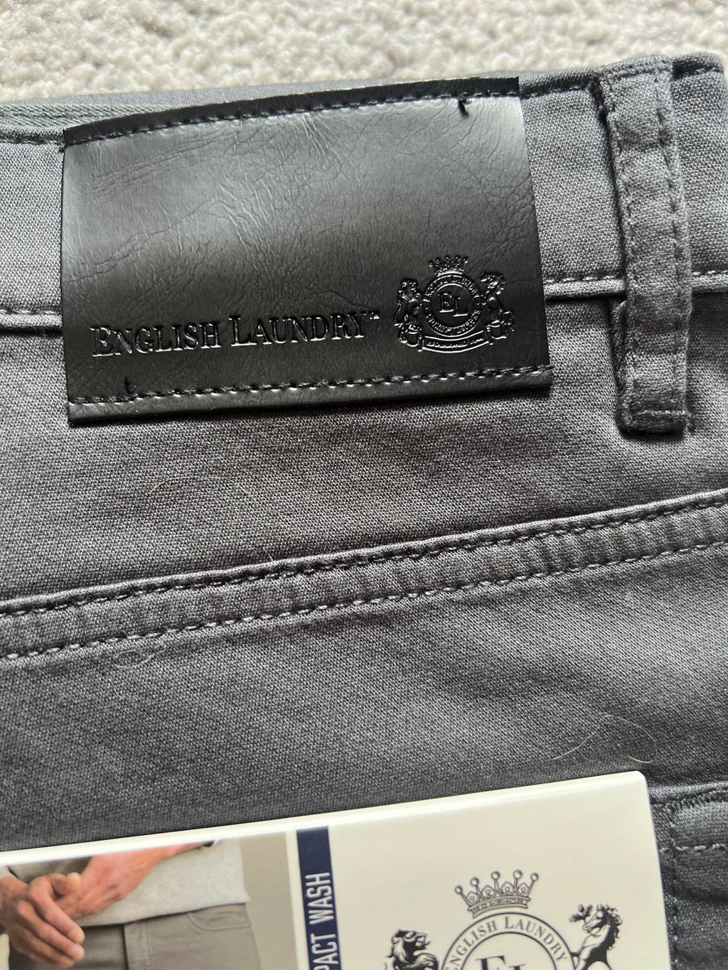 English Laundry grey 5-pocket chinos, size 32” x 30”