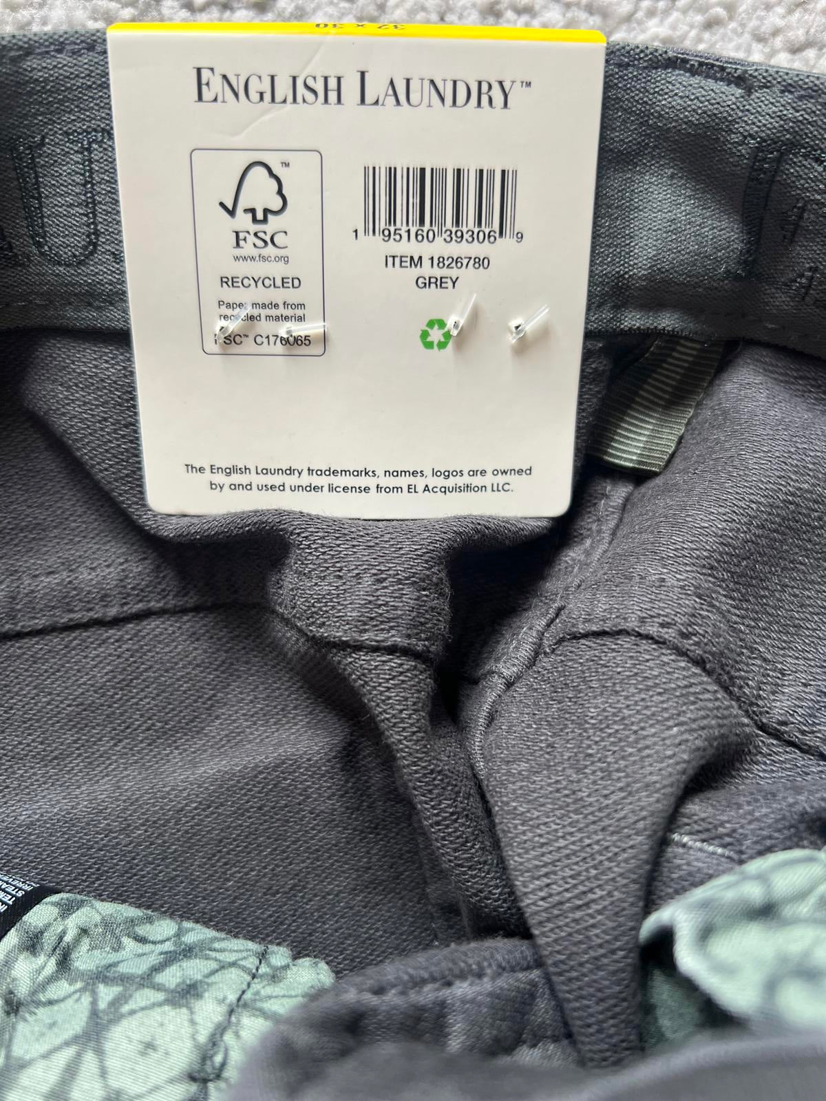 English Laundry grey 5-pocket chinos, size 32” x 30”