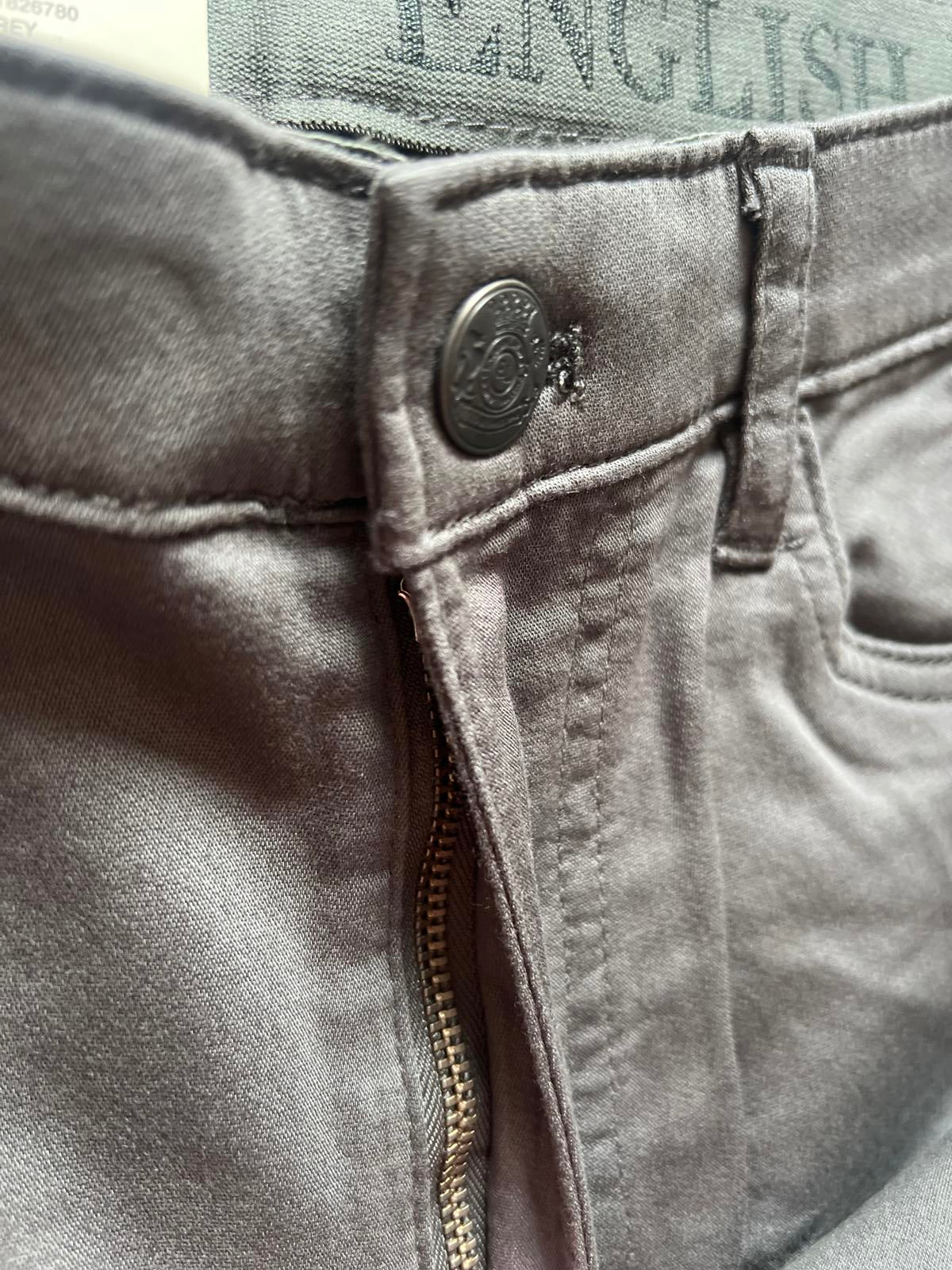 English Laundry grey 5-pocket chinos, size 32” x 30”