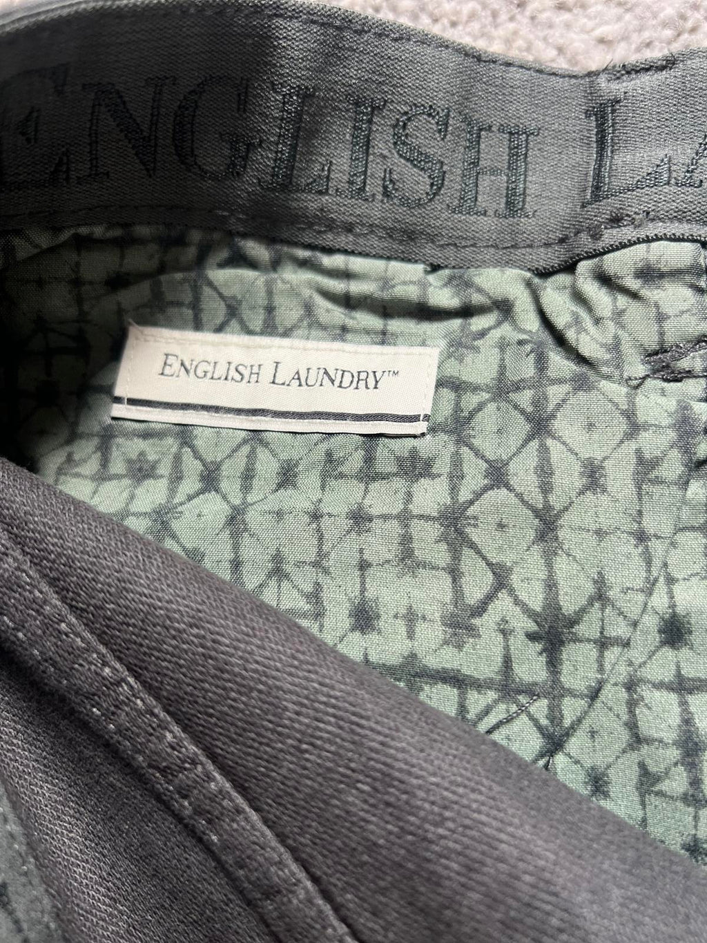 English Laundry grey 5-pocket chinos, size 32” x 30”