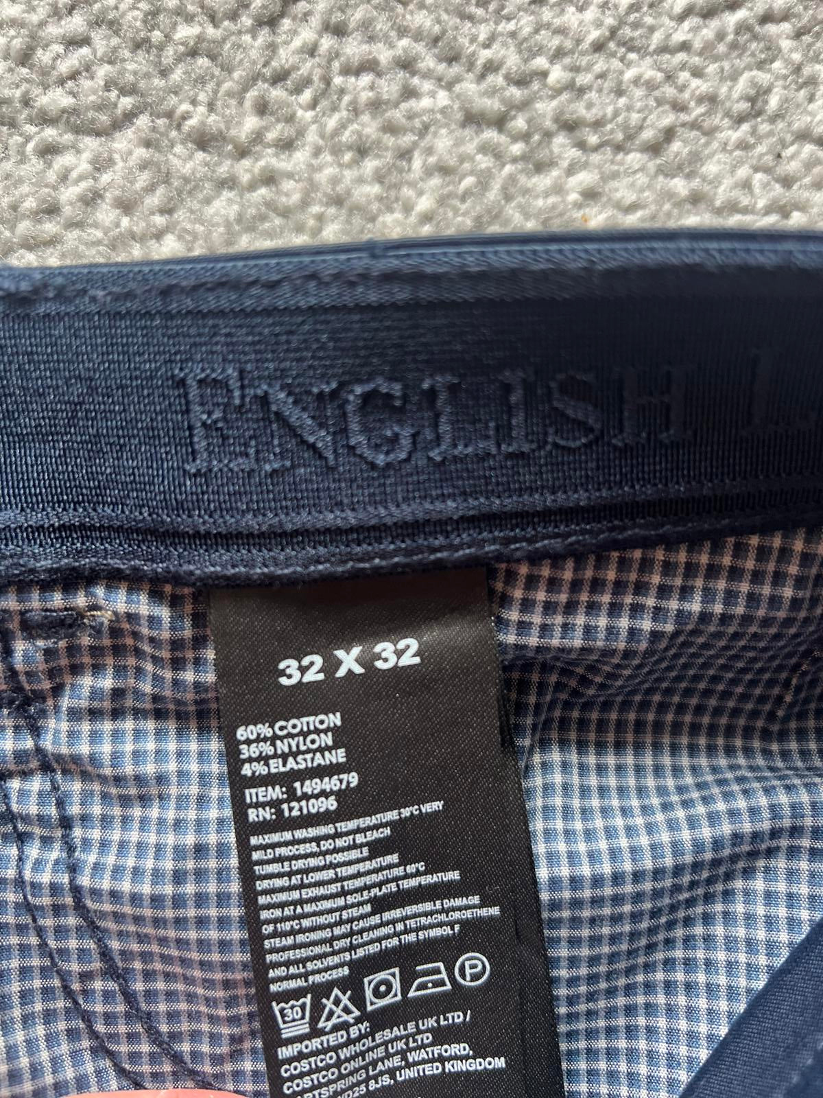 English Laundry navy 5-pocket chinos, size 32” x 32”
