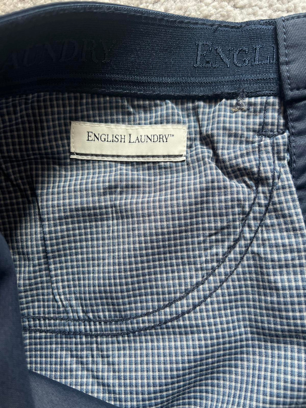 English Laundry navy 5-pocket chinos, size 32” x 32”