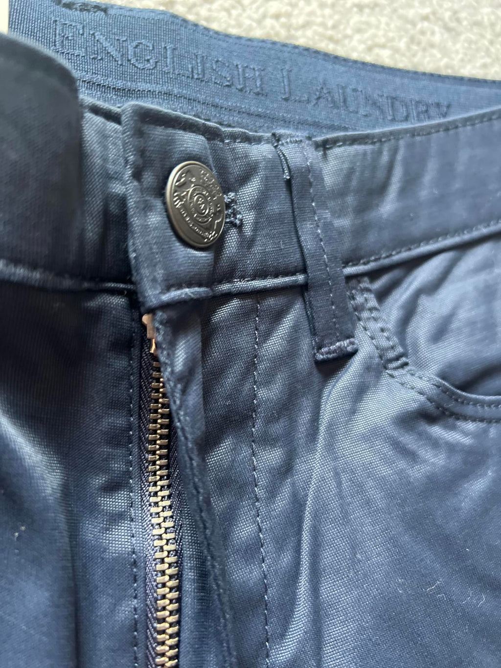 English Laundry navy 5-pocket chinos, size 32” x 32”