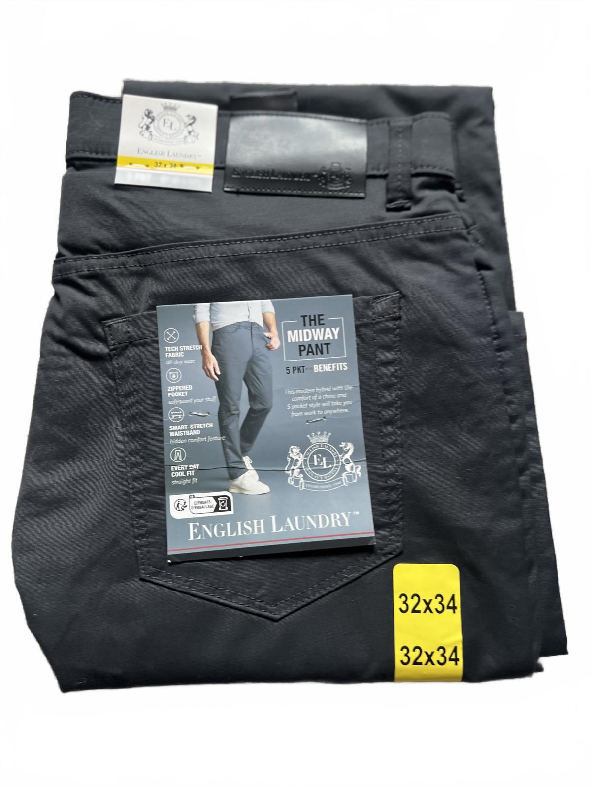 English Laundry grey 5-pocket chinos, size 32” x 34”