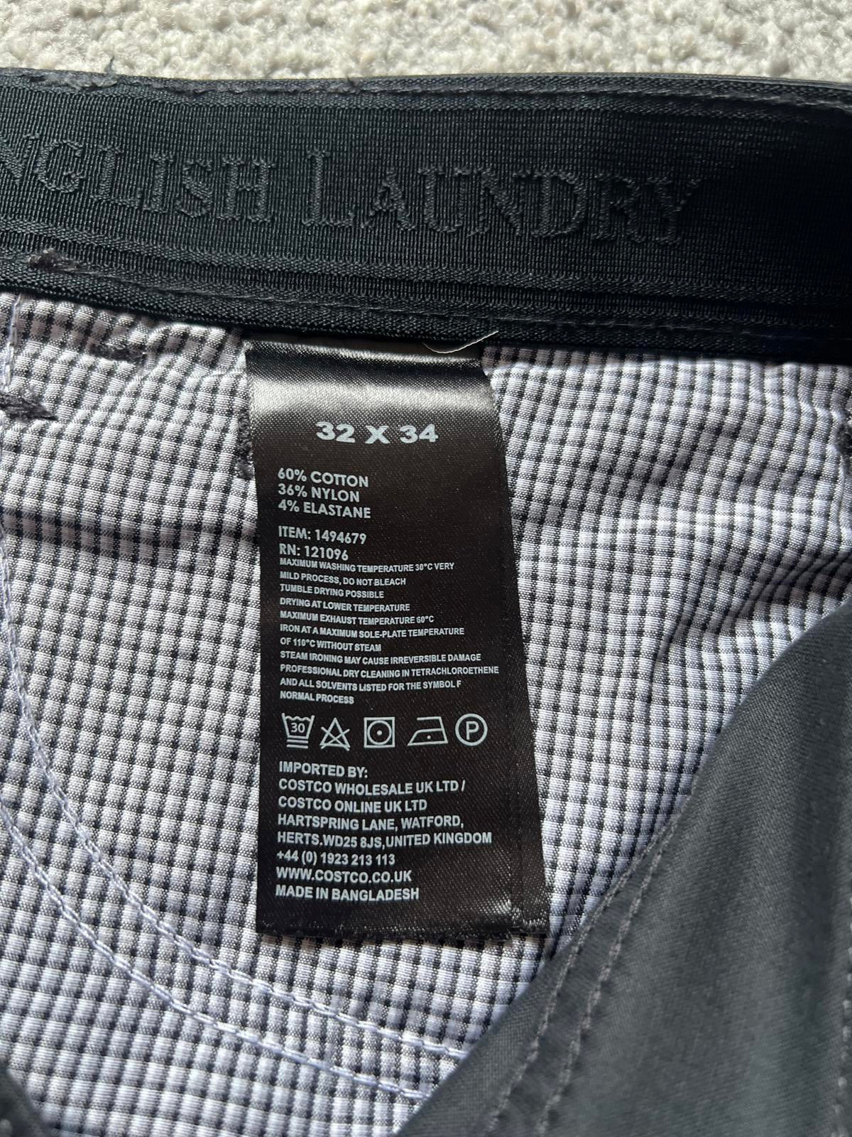 English Laundry grey 5-pocket chinos, size 32” x 34”