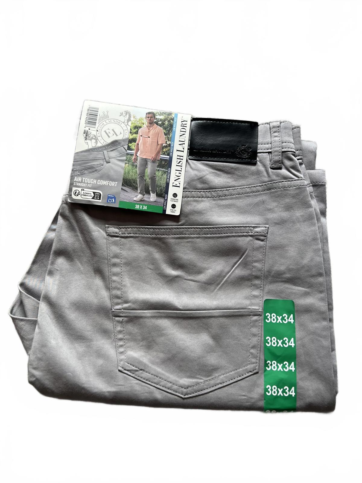 English Laundry grey 5-pocket chinos, size 38” x 34”
