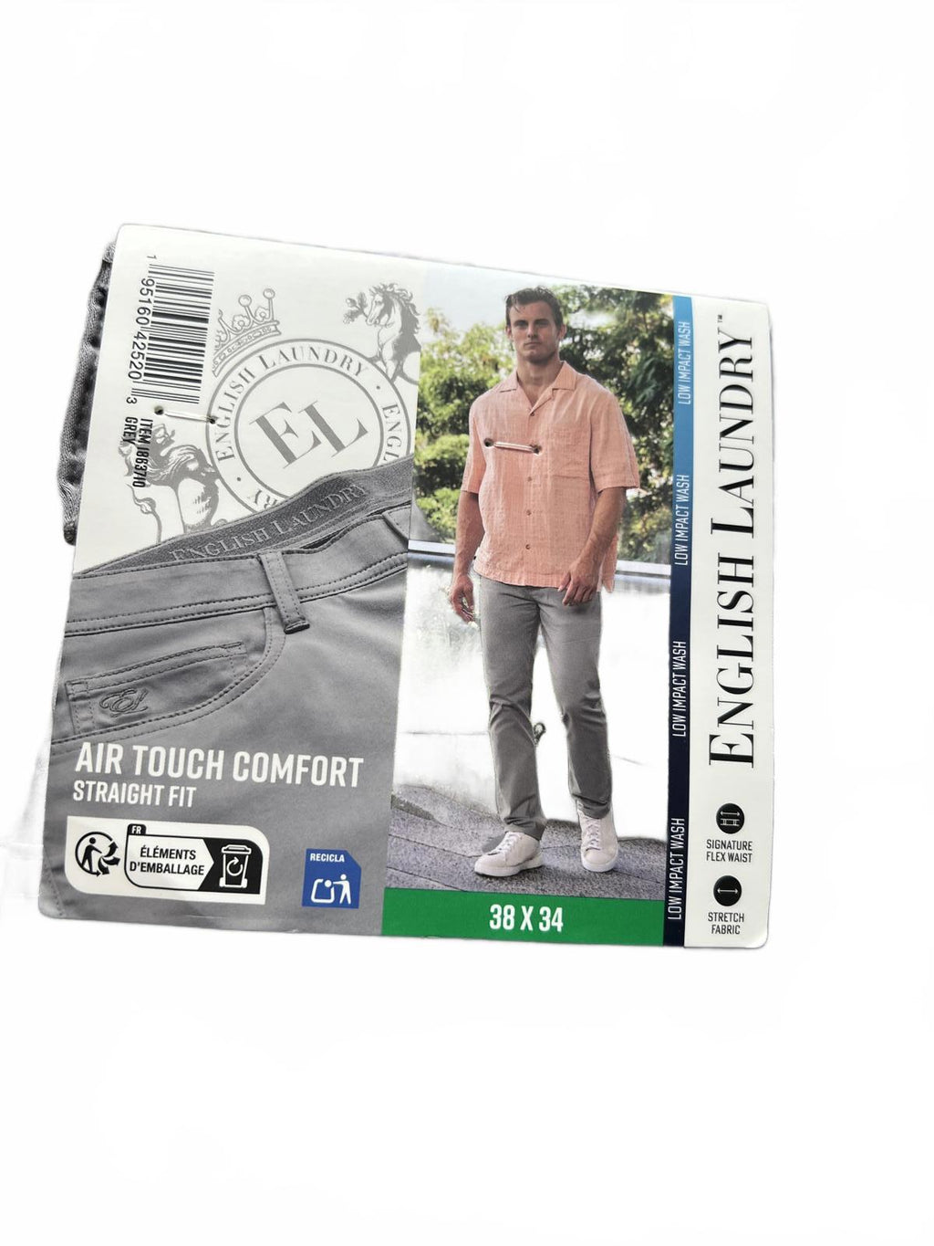 English Laundry grey 5-pocket chinos, size 38” x 34”