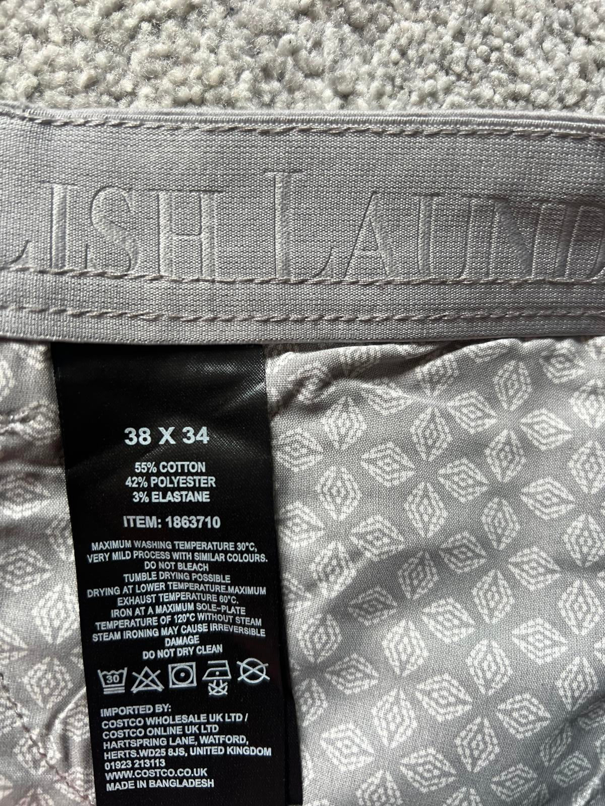 English Laundry grey 5-pocket chinos, size 38” x 34”