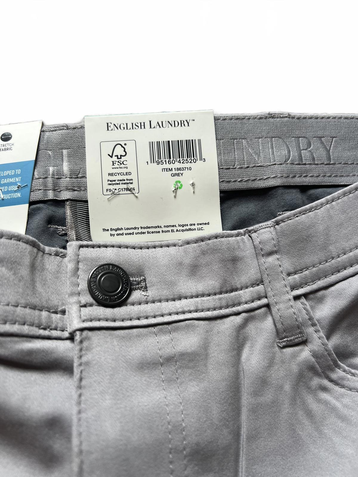 English Laundry grey 5-pocket chinos, size 38” x 34”