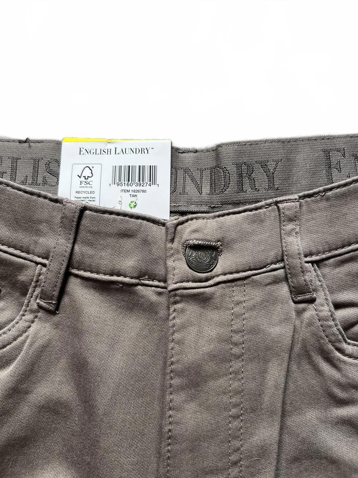English Laundry tan 5-pocket chinos, size 32” x 30”