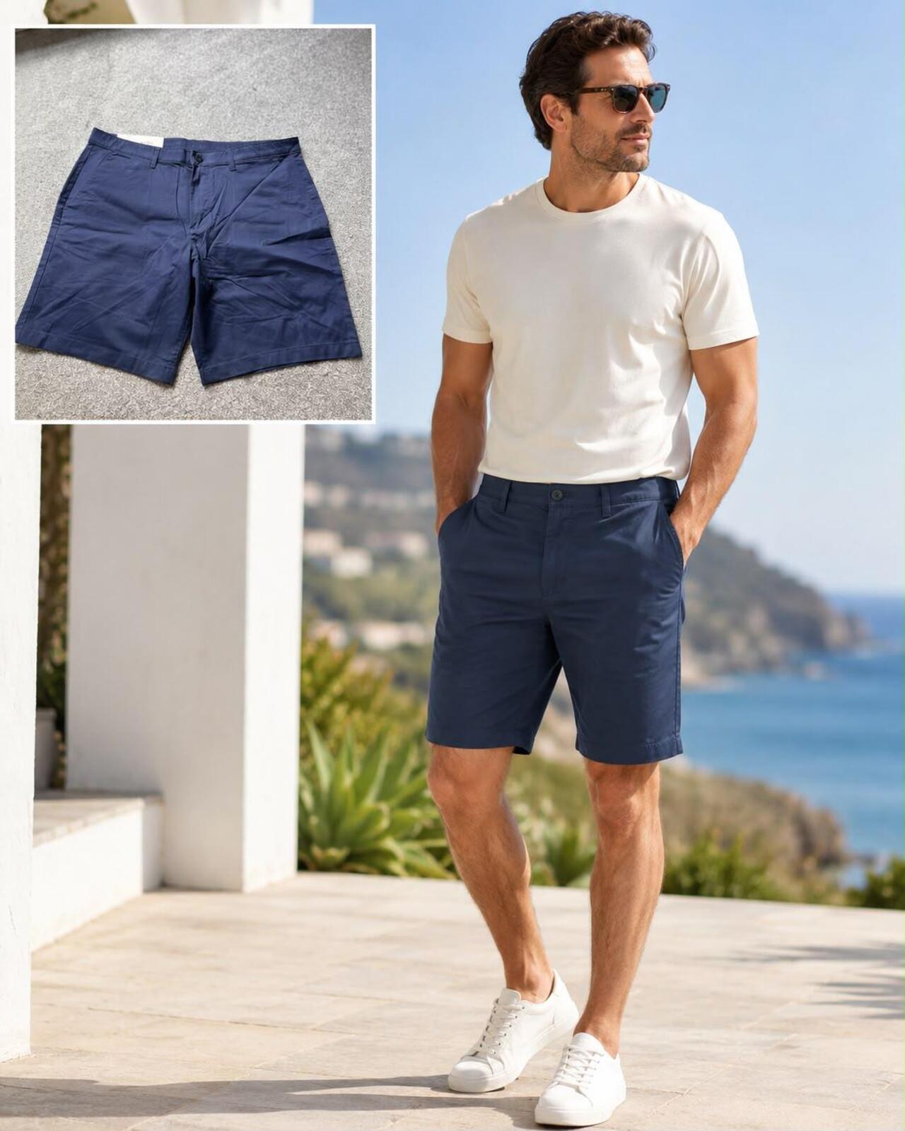 English Laundry college blue chino shorts, size 36” waist