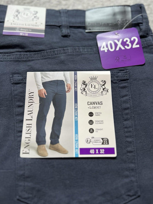 English Laundry Blue Night 5-pocket Chinos, Size 40” X 32”