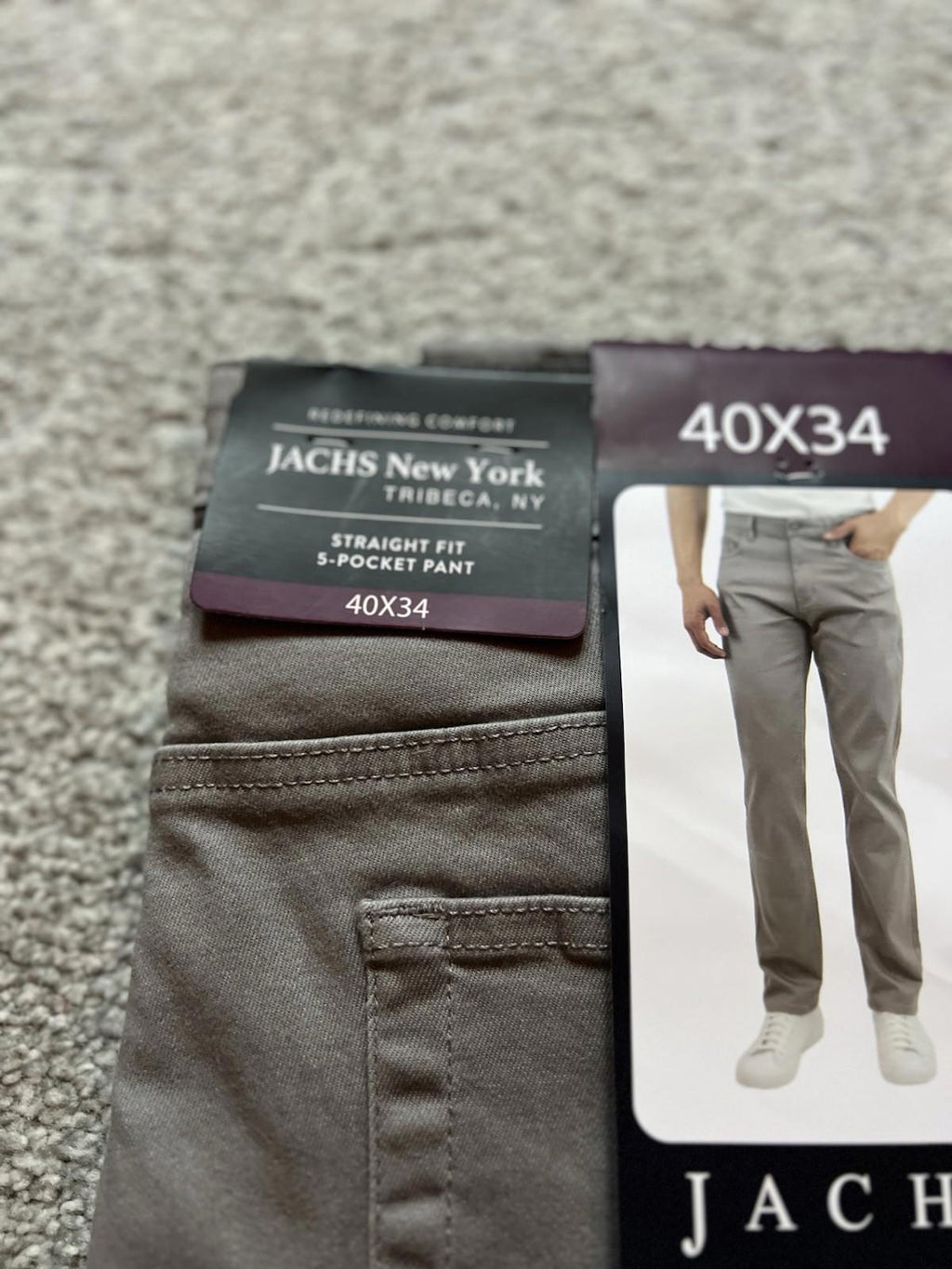 Jachs Grey 5-pocket Chinos, Size 40” x 34”