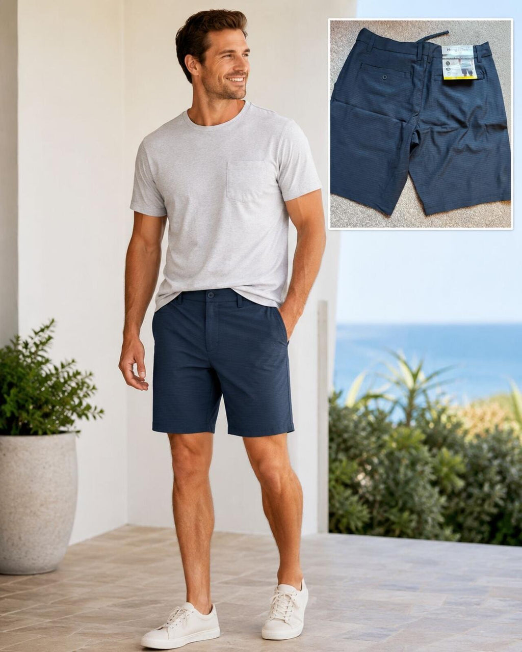 Hang Ten navy chino shorts, size 32” waist