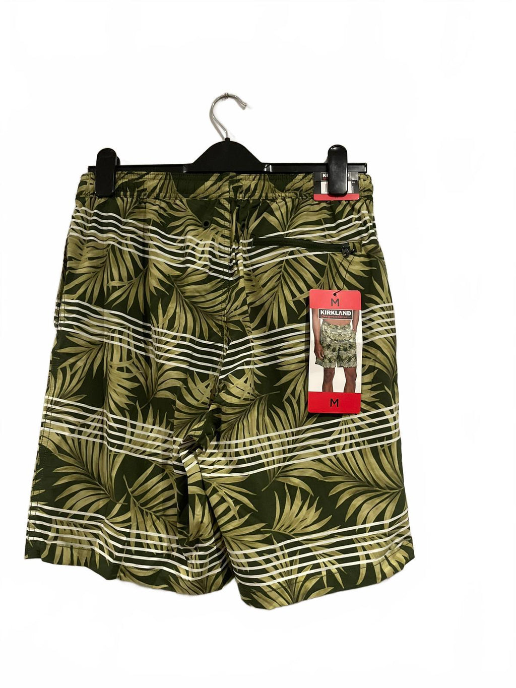 Kirkland men’s green patterned swim shorts, size medium