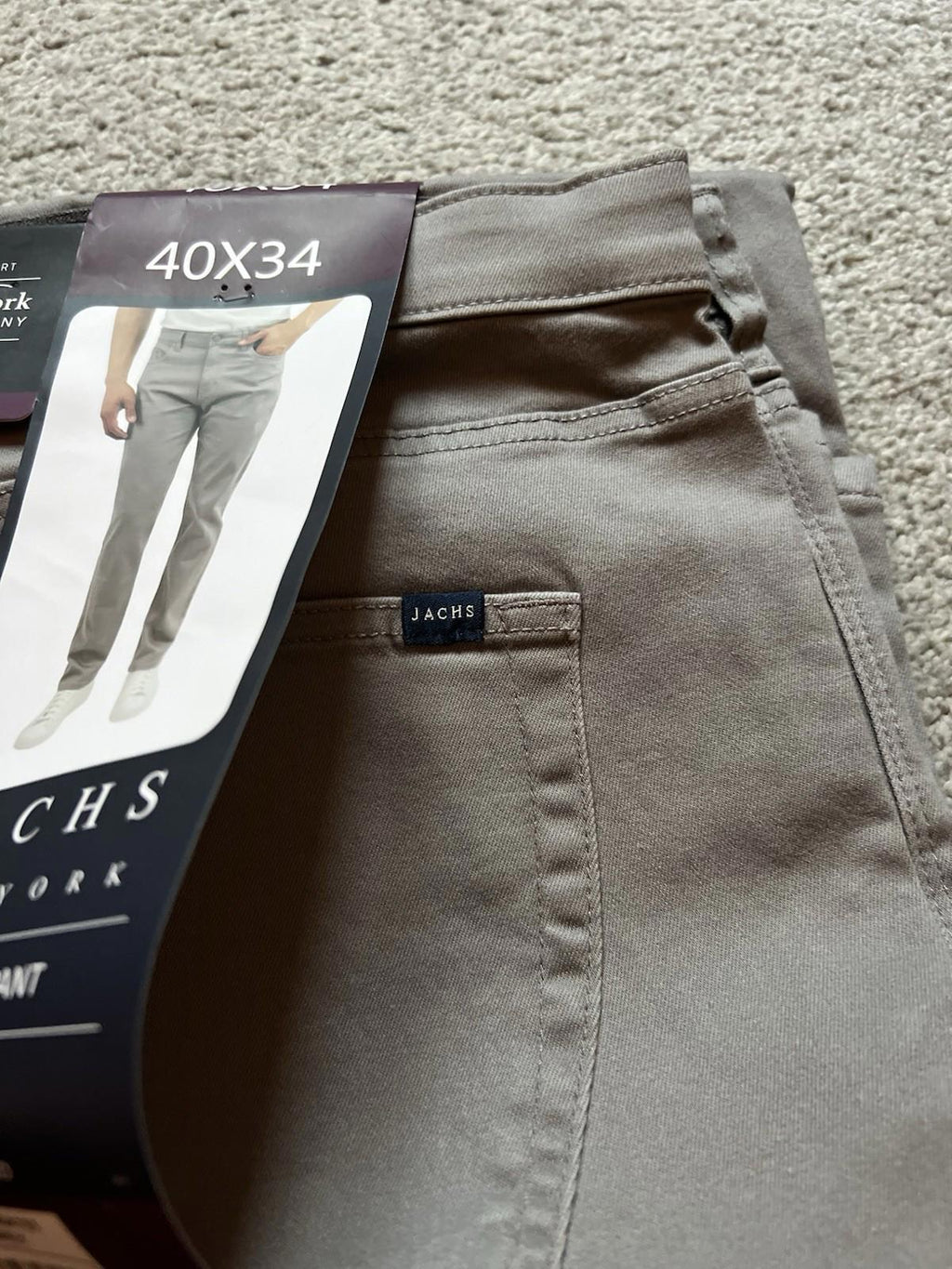 Jachs Grey 5-pocket Chinos, Size 40” x 34”