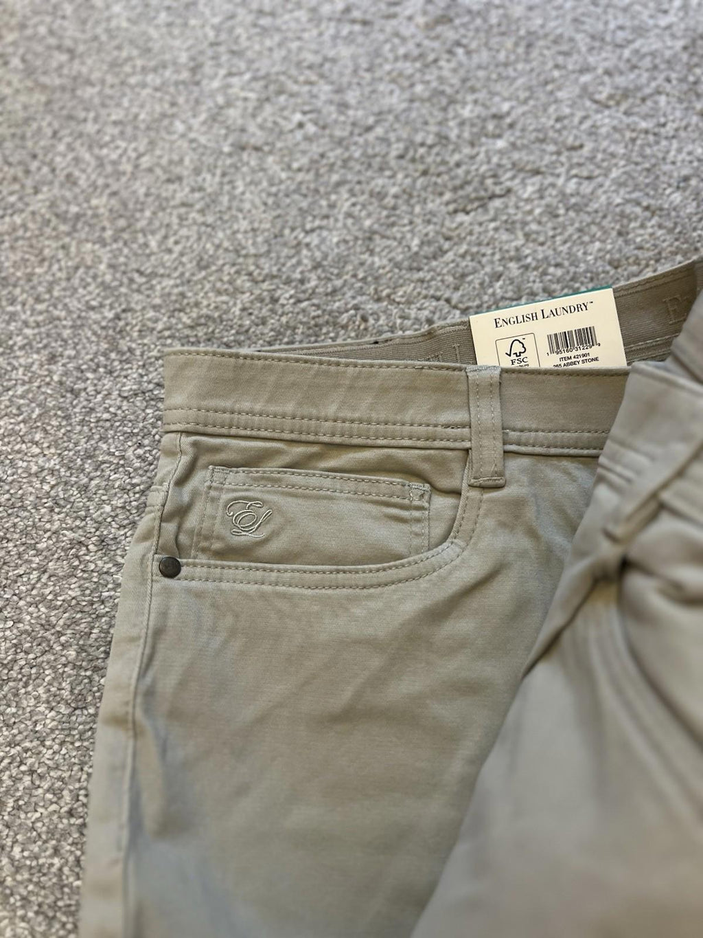 English Laundry Stone 5-pocket Trousers, Size 38” X 34”