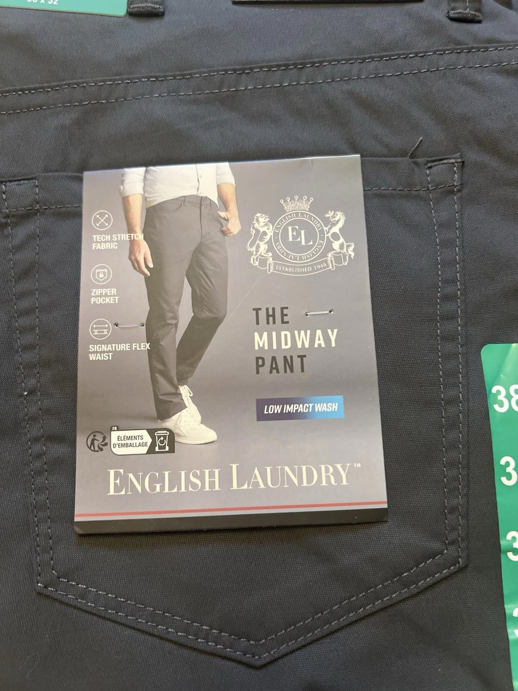 English Laundry Grey  5-pocket Chinos, Size 38” X 32”￼
