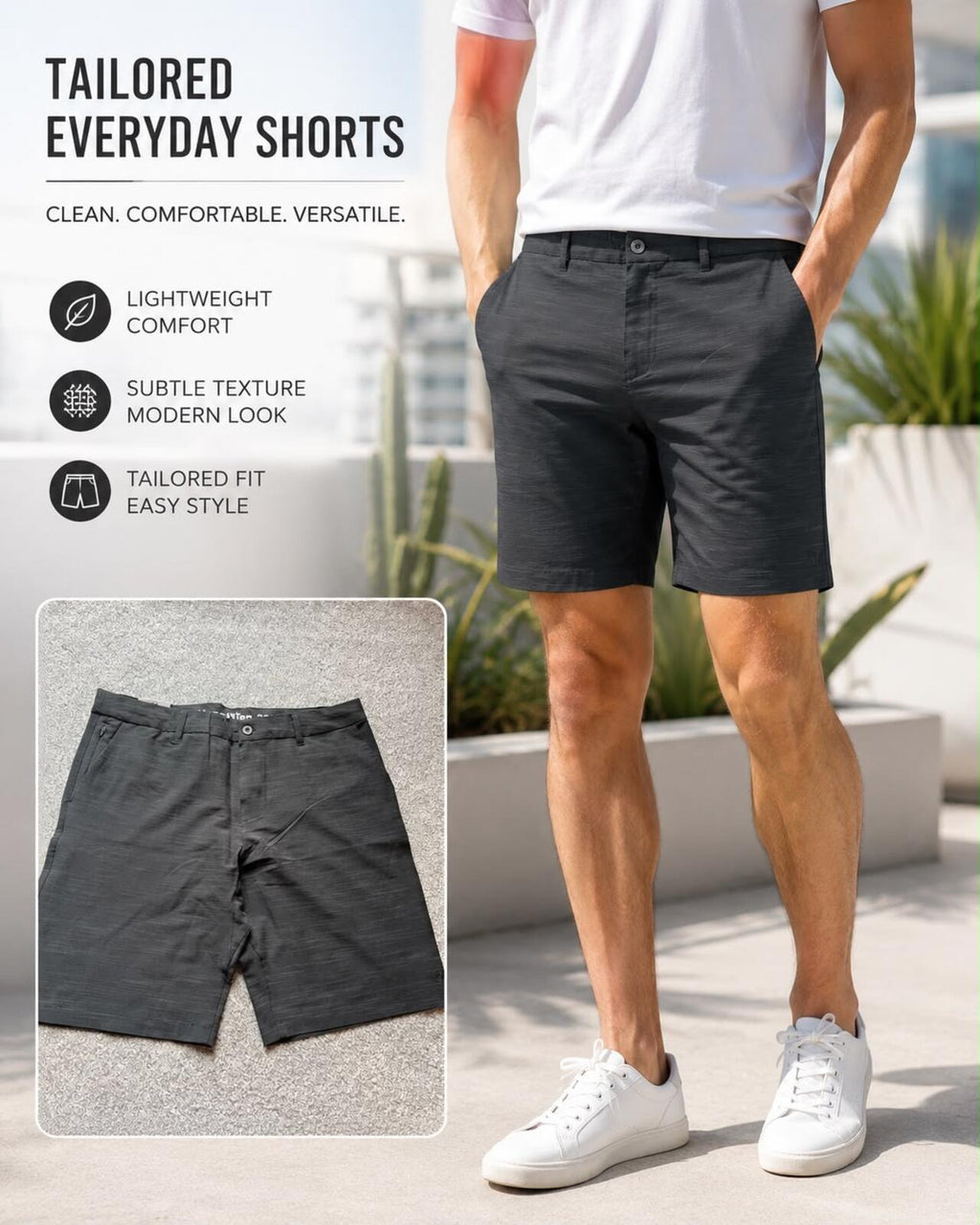 Hang Ten black chino shorts, size 38” waist