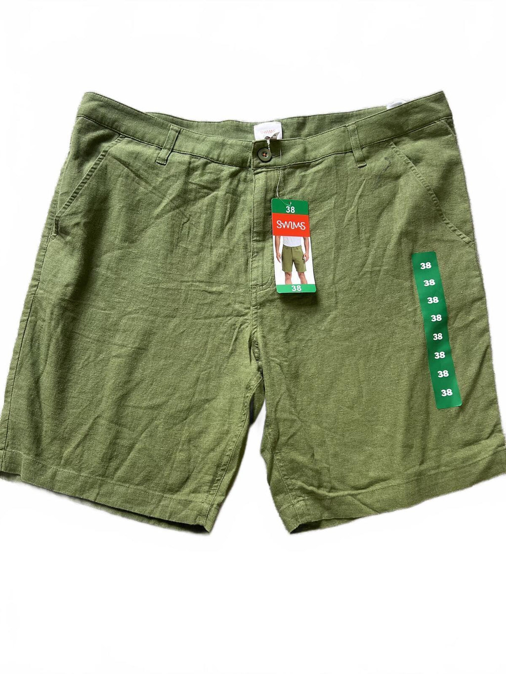Swims green linen blend shorts, size 38” waist
