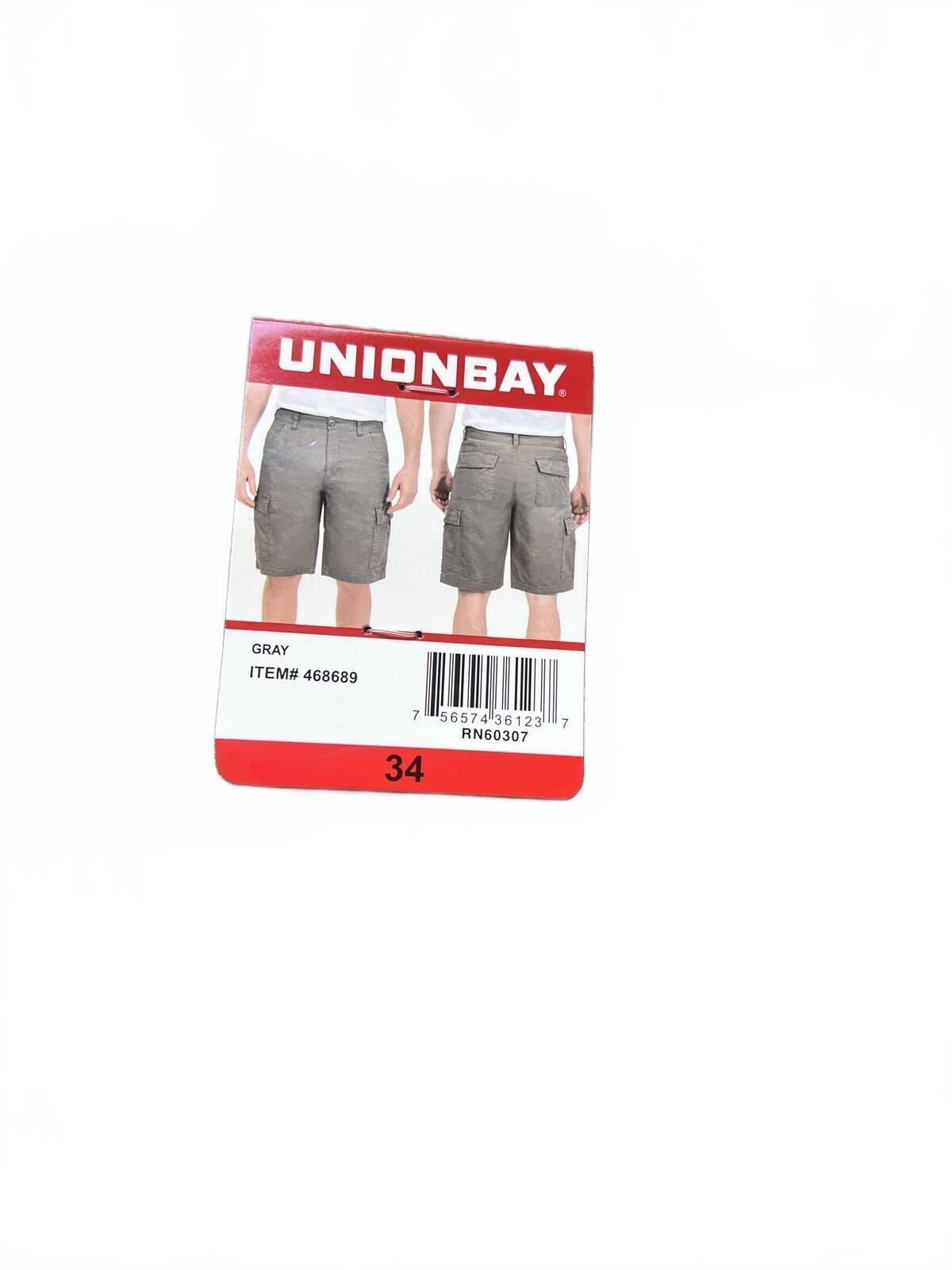 Unionbay grey cargo shorts, size 34” waist